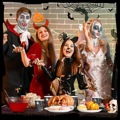 Jingmore 240 Pcs Halloween Party Supplies Dessert Plates Cups, Napkins