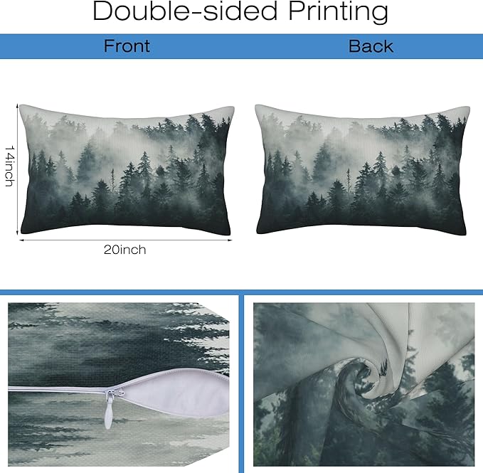 Misty Forest Throw Pillow Cover Case Foggy Forest Throw Pillows Set of 2 Super - Image 2