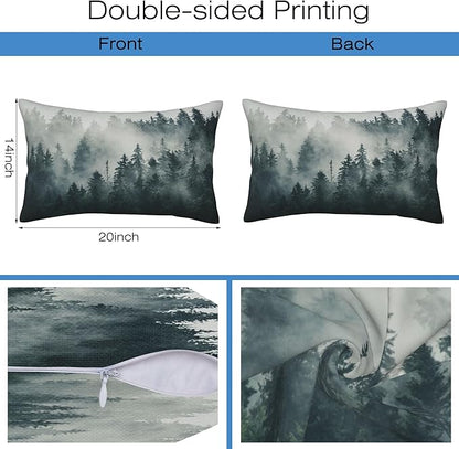Misty Forest Throw Pillow Cover Case Foggy Forest Throw Pillows Set of 2 Super - Image 2