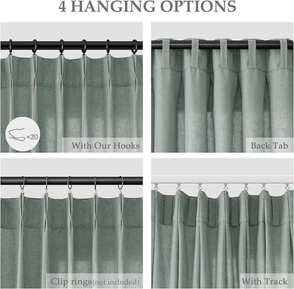 Desert Sage Pinch Pleated Linen Curtains 102 Inch Length 2 Panels - Image 5