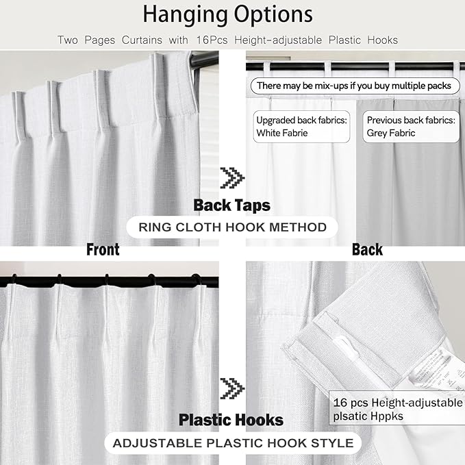 IVAPUPU Linen Pinch Pleated Blackout Curtains - Image 3