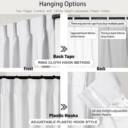 IVAPUPU Linen Pinch Pleated Blackout Curtains - Image 3