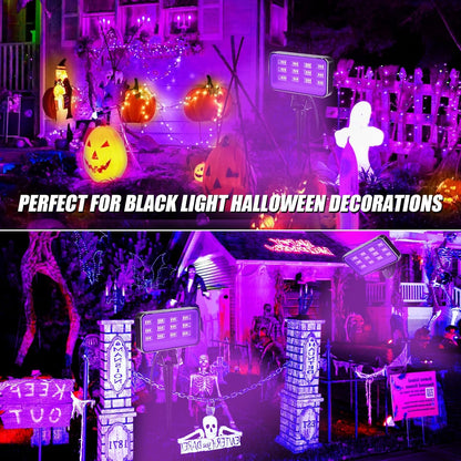 36W Halloween Black Light Spotlight Outdoor - High Power LED Outdoor Black Light Spot Lights IP66 Waterproof Blacklight Spotlight 395nm Blacklight Spot Lights with Plug for Glow Party (2 Pack)