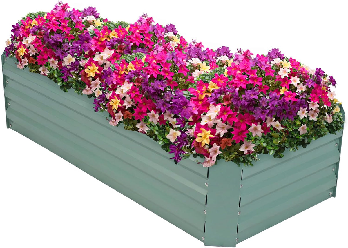 sunnydaze rectangle galvanized raised garden bed for vegetables, main product view