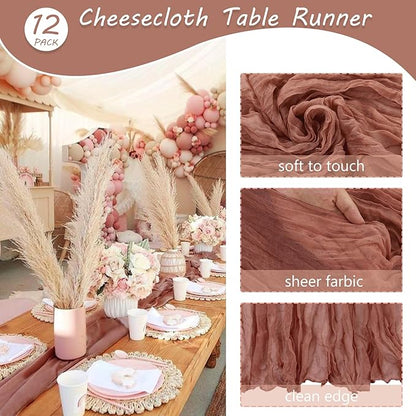 Fivenl 12 Pack Cheesecloth Table Runner 35x72 Inch Boho Gauze Rustic Cheese - Image 4