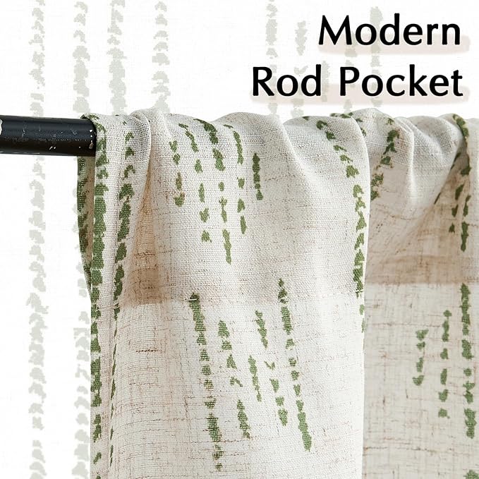 jinchan Boho Kitchen Linen Tier Curtains 30 Inch Bohemian Cafe Curtains - Image 6