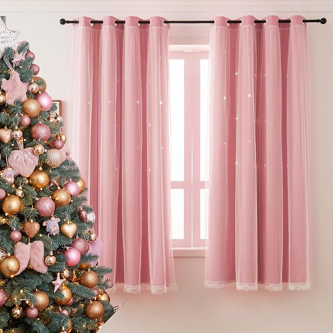 Pink Curtains for Girls Room by Ftinala