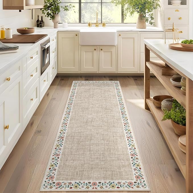 GarveeHome Entryway Rug 2x6 Modern Bordered Runner Rug Washable Kitchen Runners by GarveeHome