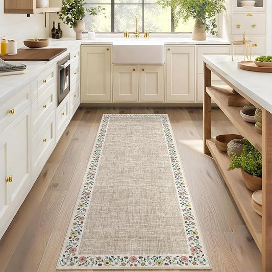 GarveeHome Entryway Rug 2x6 Modern Bordered Runner Rug Washable Kitchen Runners by GarveeHome