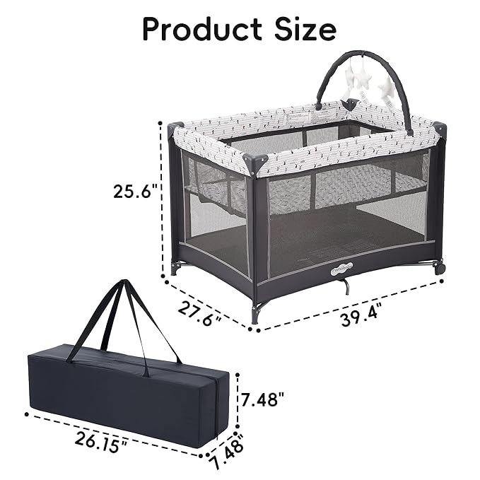 Pamo Babe Pack and Play with Bassinet, Portable Playard - Image 6