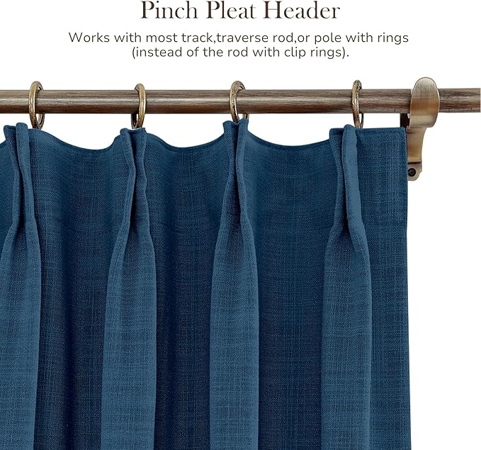 TWOPAGES 150 W x 102 L inch Pinch Pleated Curtain Room Darkening Linen Drapery - Image 4