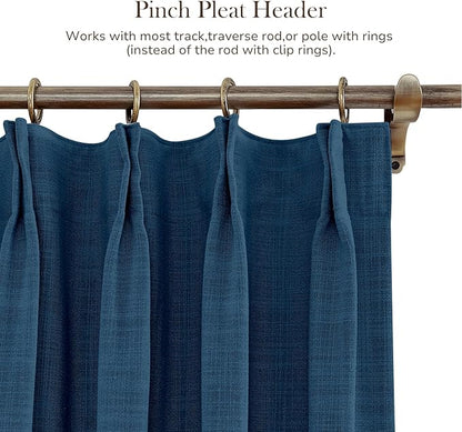 TWOPAGES 150 W x 102 L inch Pinch Pleated Curtain Room Darkening Linen Drapery - Image 4
