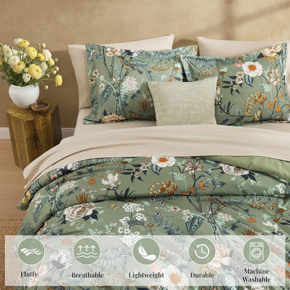 full size comforter sets - 7 pieces floral, package contents