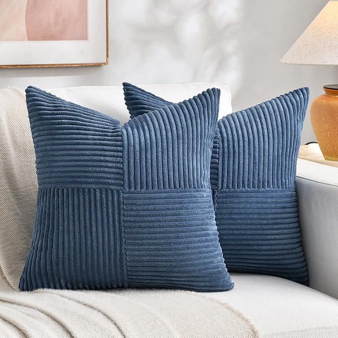 Fancy Homi 2 Packs Dusty Blue Decorative Throw Pillow Covers 16x16 Inch by Fancy+Homi
