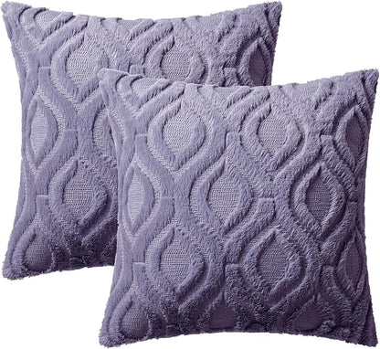 MIULEE Blue Purple Throw Pillow Covers 18x18 Inch, Soft Winter Plush Faux Wool - Image 6
