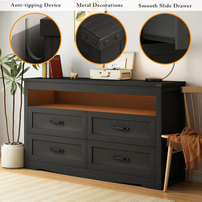wodeer black dresser for bedroom, wood 4 drawer, package contents