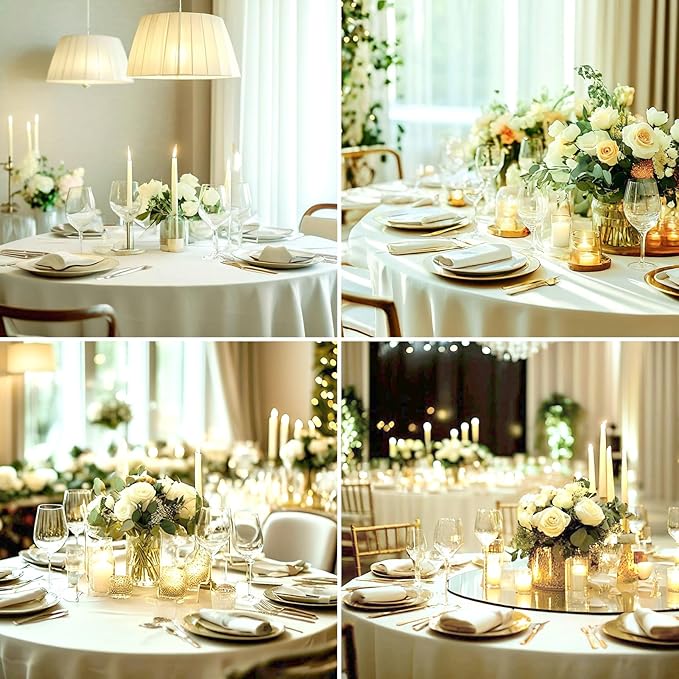 Round Tablecloth 132 Inch 2 Pack Ivory Tablecloths Washable Decorative Linen - Image 4