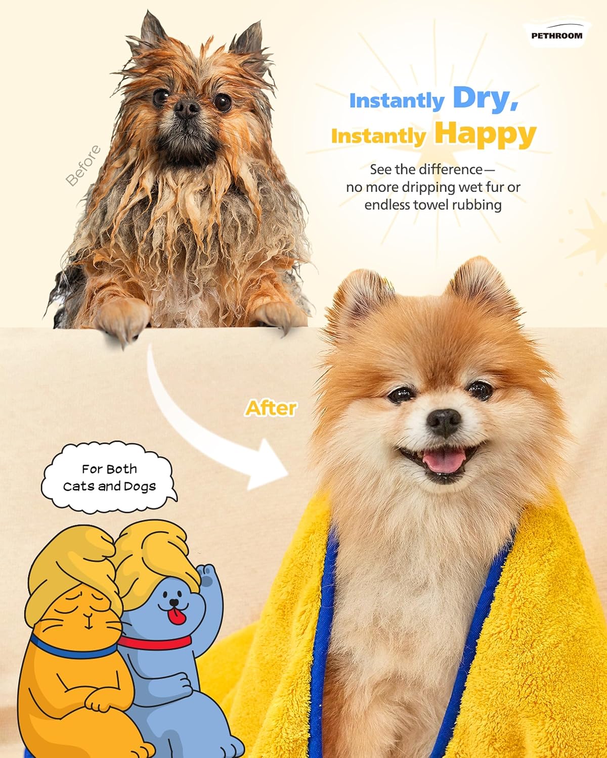 pethroom ultra absorbent pet towel | quick-drying, soft, close-up detail