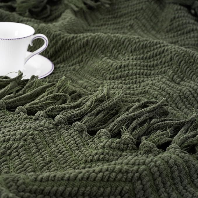 BATTILO HOME Olive Green Throw Blankets - Image 9