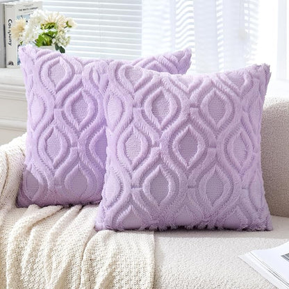 MIULEE Light Purple Throw Pillow Covers 20x20 Inch, Soft Winter Plush Faux Wool by MIULEE