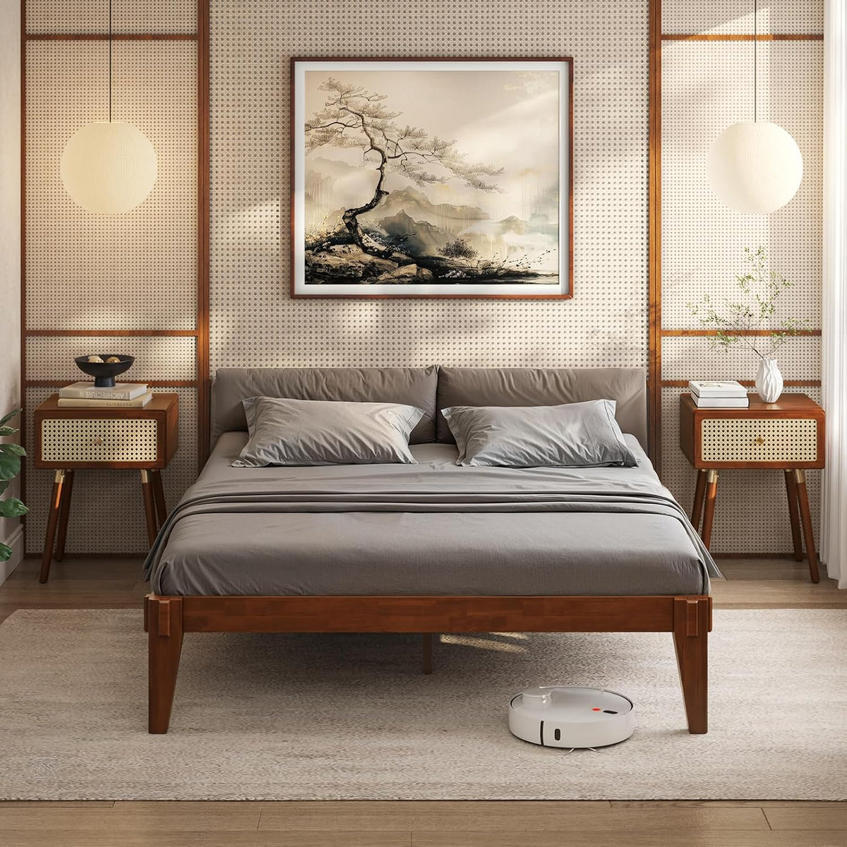 bme chalipa 14” solid wood full bedframe, japanese, main product view