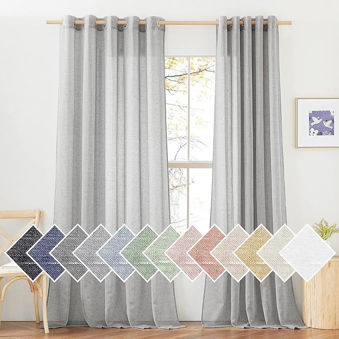 NICETOWN Linen Sheer Sliding Door Curtains 84 inch Long by NICETOWN