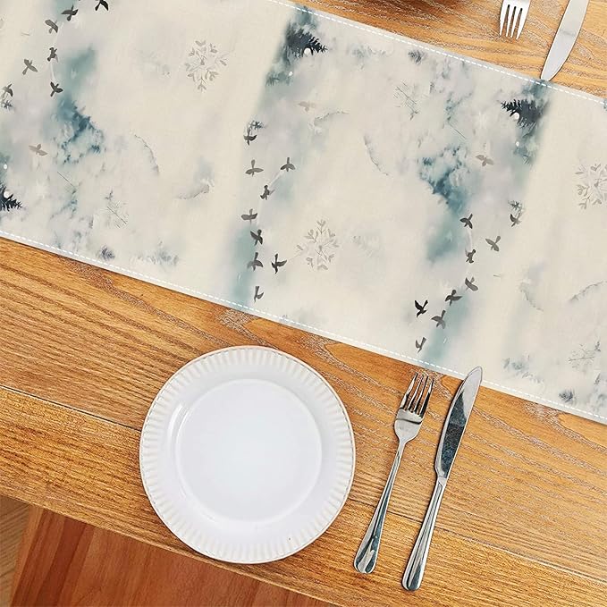 Christmas Table Runner 13x72 Inch Xmas Trees National Trees Snowflakes Winter - Image 2