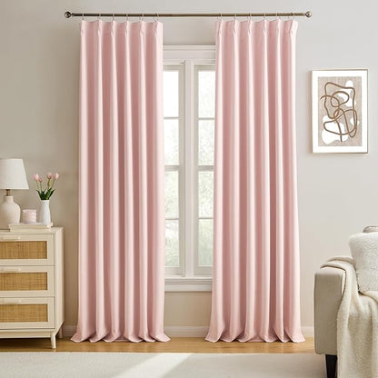 KEQIAOSUOCAI Pinch Pleated Curtains 108 Inches Long, Energy Saving Window by KEQIAOSUOCAI