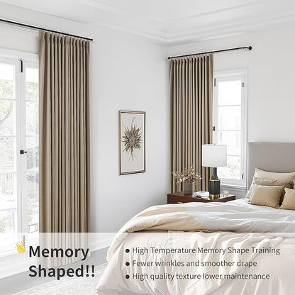Pinch Pleat Linen 100% Blackout Curtains 108 Inches Long 2 Panels Set - Image 6