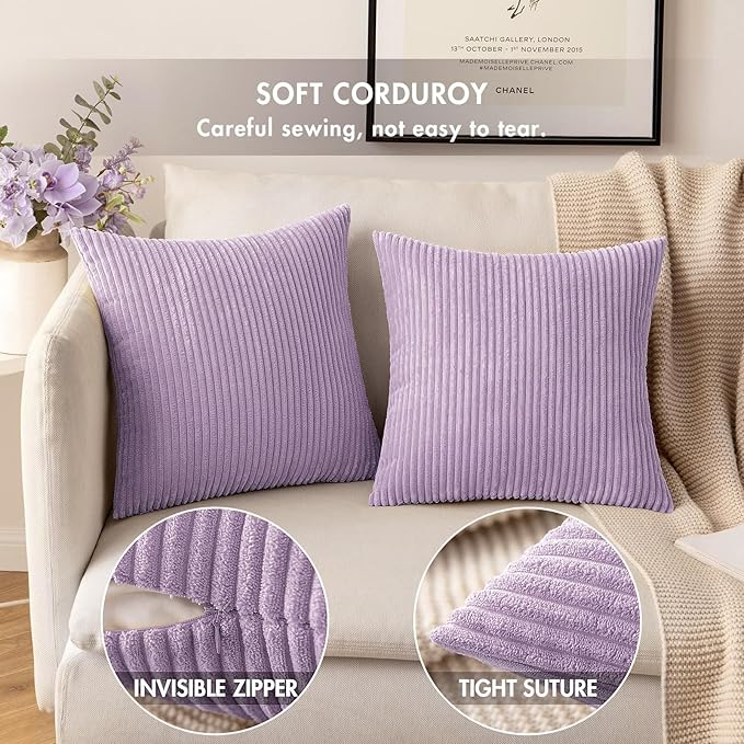 MIULEE Winter Pack of 2 Corduroy Pillow Covers Soft Soild Cushion Cases - Image 2