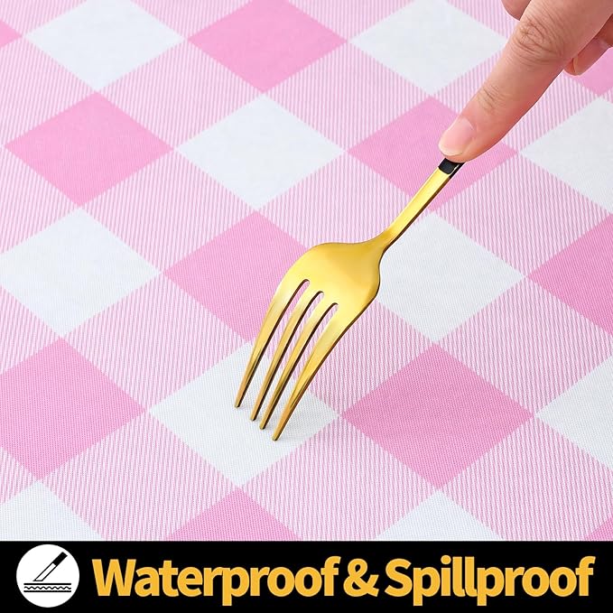 Smiry Rectangle Picnic Table Cloth, Elastic Waterproof Fitted Vinyl Tablecloths - Image 7