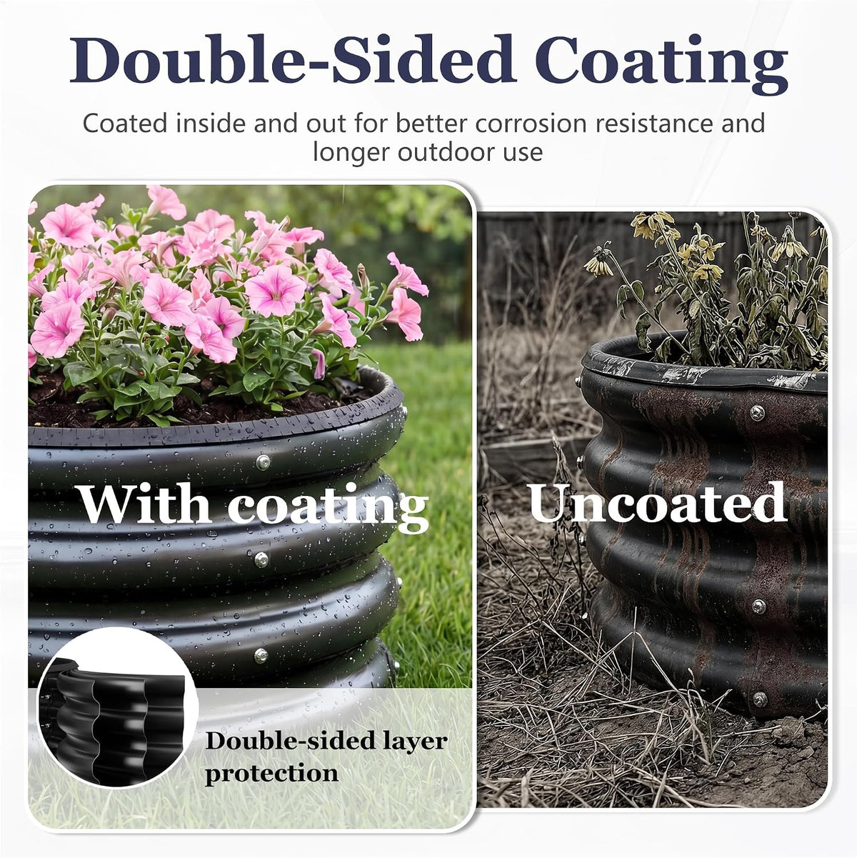 round raised garden bed, 2 pack, 2 x, side view