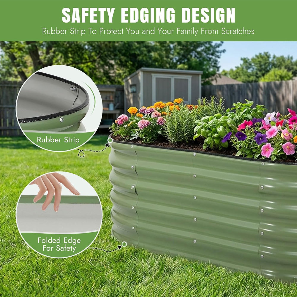 INNO STAGE Galvanized Garden Bed Kits, 4x2x1.4FT Metal Raised Beds, Green