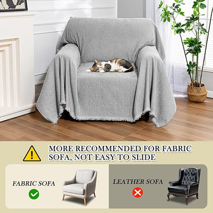 MEETSKY Grey Chair Couch Covers Sofa Cover Washable - Image 6