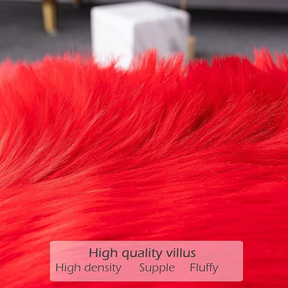 LIGICKY Set of 2 Decorative Red Lumbar Fluffy Throw Pillow Cover Faux Fur Shams - Image 4