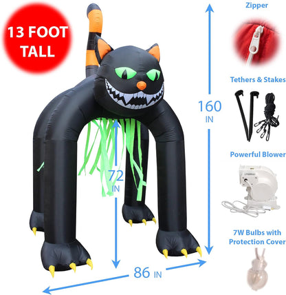 Jumbo 13 FT Tall Halloween Inflatable Black Cat Archway
