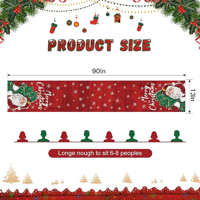 OTOSTAR Christmas Tree and Santa Claus Merry Christmas Table Runner, Xmas - Image 5