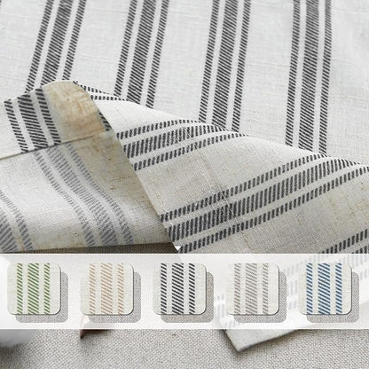 jinchan Striped Linen Valance Curtain Blackout Double Layer Valance - Image 6