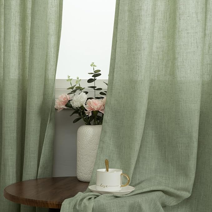 Light Sage Green 108 Inches Long Curtains - Image 5