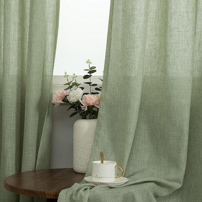 Light Sage Linen Curtains 72 Inch Length - Image 2