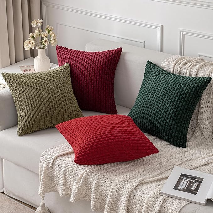 MIULEE Christmas Wine Red Throw Pillow Covers Soft Corduroy Decorative Set of 2 - Image 8