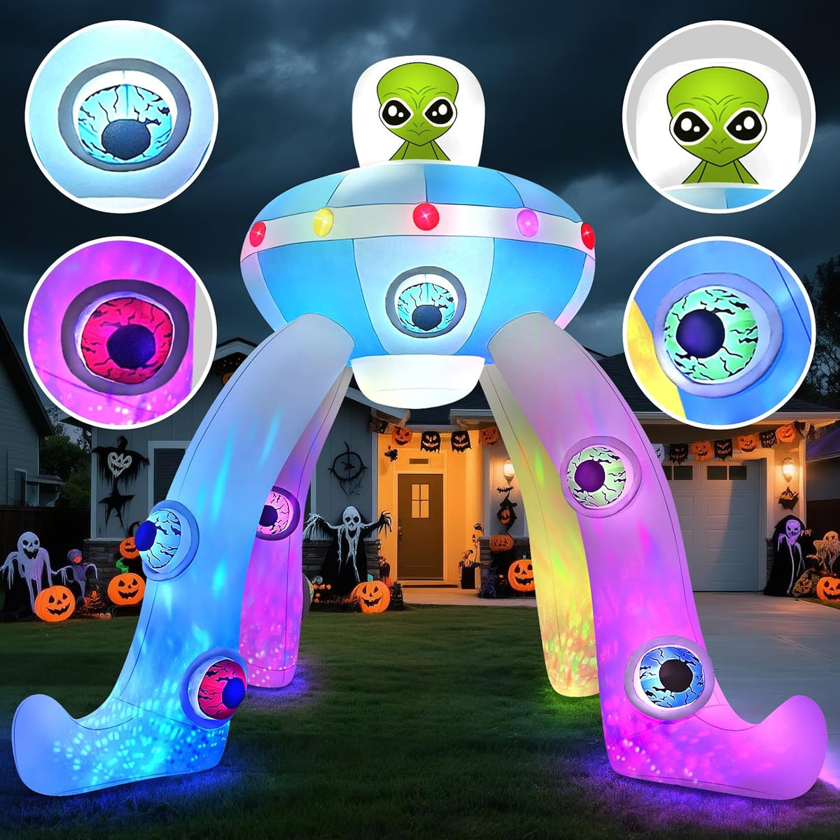 Kalolary 12FT Halloween Inflatables Archway UFO Alien