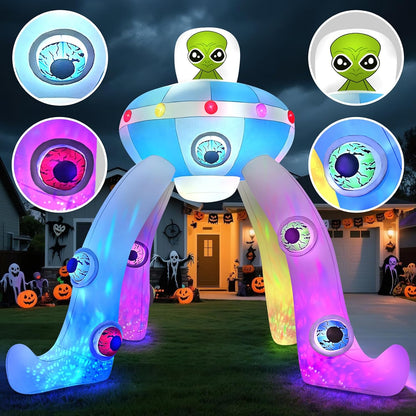 Kalolary 12FT Halloween Inflatables Archway UFO Alien