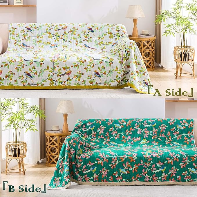 Boho Throw Blanket for Bed, 100% Cotton Soft Rustic Quilt Fall Blanket - Image 4