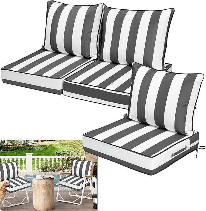 Waterproof Outdoor Chair Cushion Set of 3, Outdoor Cushions by Vulacko