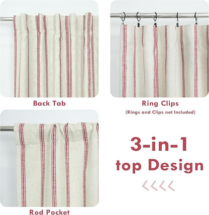 DriftAway Farmhouse Vertical Striped Linen Blend Textured Light Filtering Semi - Image 6