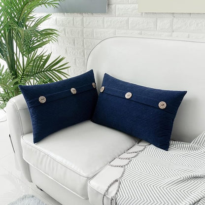 HWY 50 Navy Blue Decorative Rectangle Throw Pillow Covers Set Cushion Cases - Image 3