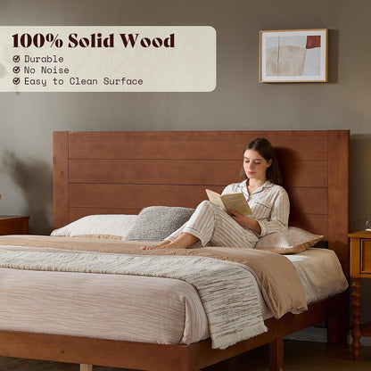 amerlife full size solid wood platform bed with, front angle view