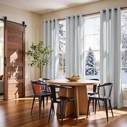 Vangao Linen Striped Curtains Boho Tickingstripe Light Filtering Window - Image 4