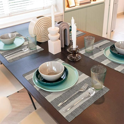 Black Polka Dot Placemats Set of 4, Boho Striped Decorative Table Mat 12 x 18 - Image 7